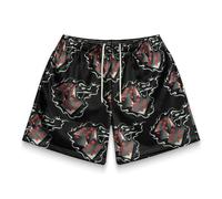 BOOMLEMON Men's Basketball Shorts Casual Workout Athletic Shorts Mesh Flame Graphic Print Running Short Pants, Dice Flame Black, Small