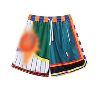 BOOMLEMON Men's Basketball Shorts Hip Hop Workout Athletic Shorts Mesh Print Running Short Pants, Orange White, Large
