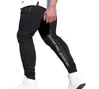 BOOMLEMON Men's Gym Joggers Pants Causal Slim fit Tapered Workout Training Sweatpants with Zipper Pocket - Black - Large