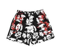 BOOMLEMON Mens Mesh Graphic Print Shorts Casual Workout Cool Shorts Gym Basketball Running Short Pants, Novelty Black Red, Large