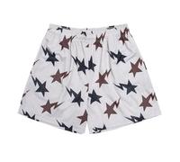 BOOMLEMON Mens Mesh Graphic Print Shorts Casual Workout Cool Shorts Gym Basketball Running Short Pants, Star White Coffee, Small