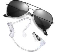 Boompark Men in Costume Black - Spy Costume Accessories Kit with Fake Earpiece and Sunglasses - for Halloween, Fancy Dress Parties, and Role Play (Adult 2Pcs)