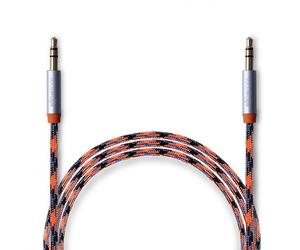 Boompod 24 Carat Gold Plated Braided Aux Cable 3.5mm Jack Plug 1.5m Orange - Aux Cable - Orange - 1