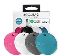 Boompods Boomtag Bluetooth Tracker Tag - Smart Tracking Device for Children, Pet and Dog, Keyring Wallet Tracker for Keys, Luggage Suitcases, Key Finder Compatible with Apple Find My App - 4 Pack