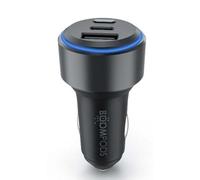 Boompods Boomtag - Car Charger Adapter with Mini GPS Tracker, Fast Charging USB-C & USB Ports, Built-In Car Tracker Compatible with Apple Find My & Android Find Hub