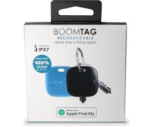 Boompods Boomtag Rechargeable Bluetooth Tracker Tag, 2 Pack - Smart Tracking Device for Children, Luggage & Pet, Compatible with Apple Find My App, Wallet and Key Finder with Extended Battery Life