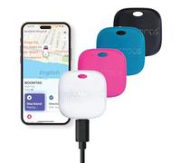 Boompods Boomtag Rechargeable Bluetooth Tracker Tag, 4 Pack - Smart Tracking Device for Children, Luggage & Pet, Compatible with Apple Find My App, Wallet and Key Finder with Extended Battery Life
