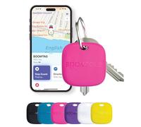 Boompods Boomtag Rechargeable Bluetooth Tracker Tag - Ocean Plastic Smart Tracking Device for Children, Luggage & Pet, Compatible with Apple Find My App, Wallet and Key Finder, Pink