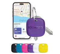 Boompods Boomtag Rechargeable Bluetooth Tracker Tag - Ocean Plastic Smart Tracking Device for Children, Luggage & Pet, Compatible with Apple Find My App, Wallet and Key Finder, Purple