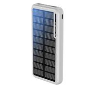 Boompods OBI-Solar Power Bank 10000mAh - Portable Charger with Solar Panel, High Capacity Battery Pack with USB-C & Dual USB Charging, Compact Travel Chargers for Phones, Tablets & Devices, White