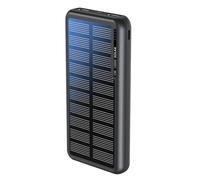Boompods OBI-Solar Power Bank 10000mAh - Portable Charger with Solar Panel, High Capacity Battery Pack with USB-C & Dual USB Charging, Compact Travel Chargers for Phones, Tablets & Devices, Black