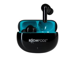 Boompods Skim Sustainable True Wireless Earbuds - Bluetooth, Black | Bluetooth Earphones with ENC Microphone & 20Hr Playtime, Water-Resistant Ear Buds Made from Ocean-Bound Plastic, Custom