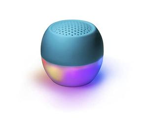 Boompods Soundflare Mini Bluetooth Speaker with Syncing Light Show - Portable IPX6 Waterproof Shower Speaker, 5 Hr Playtime, Made from Ocean-Bound Plastic, Wireless Music & Selfie Control, Blue