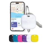 Boompods Boomtag Rechargeable Bluetooth Tracker Tag - Smart Tracking Device for Children, Luggage & Pet, Compatible with Apple Find My App, Wallet and Key Finder with Extended Battery Life, White