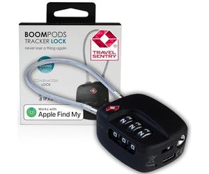 Boompods Tracker Lock - Bluetooth, Black | Smart Luggage Lock with Built-in Bluetooth Tracker, TSA Compatible Padlock, Rechargeable Smart Item Finders for Suitcases