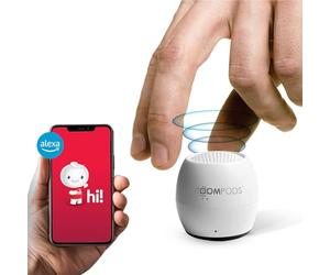 Boompods Zero Talk Mini Bluetooth Speaker with Amazon Alexa Built-In, Smart Devices - Small Wireless Waterproof Speaker IPX6, 5hr Playtime, Portable for Travel, Bathroom Shower & iPhone, White