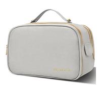 BOOMRICH Toiletry Bag for Women, Travel Makeup Bag, Large Water-Resistant Cosmetic Dopp Kit for Toiletries, Accessories, Blue gray, 11*7.5*6.5 IN, Solid Color Grey