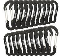 Booms Fishing CC1 Multi-Use Carabiner Clip, 20 Pack Small Caribeener Clips, Mini Keychain Caribeaner Clip 2 inch, Aluminum D Ring Carabiners, Black (Black_20pcs)