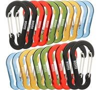 Booms Fishing CC1 Multi-Use Carabiner Clip, 20 Pack Small Caribeener Clips, Mini Keychain Caribeaner Clip 2 inch, Aluminum D Ring Carabiners, Multi-colored (Multicolour_20pcs)