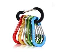 Booms Fishing CC1 Multi-Use Carabiner Clip, 6 Pack Small Caribeener Clips, Mini Keychain Caribeaner Clip 2 inch, Aluminum D Ring Carabiners, Multi-colored, Assorted, 6pcs, 2"