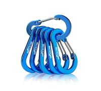 Booms Fishing CC1 Multi-Use Carabiner Clip, 6 Pack Small Caribeener Clips, Mini Keychain Caribeaner Clip 2 inch, Aluminum D Ring Carabiners, Blue
