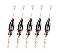 Booms Fishing CRR Carolina Ready Rigs for Bass Fishing Saltwater, 5pcs Brass Pre Rigged Carolina Rigs Kit, Fishing Weights Bullet Weights Carolina Keeper, 1/2oz Black