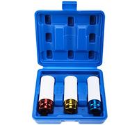 BOOMSTART 3PC Wheel Nut Socket Set, 1/2" Drive Alloy Wheel Sockets,17 19 21mm Impact Wheel Lug Nut Socket Set, Protective & Thin Wall Alloy Wheel Sockets for Car Wheel