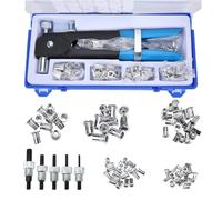 BOOMSTART 86pcs Rivet Nut Tool Kit Set Blind Rivet Nut Heavy Duty Hand Riveter Gun Kit Wrench Threaded Insert Rivet Nutsert M3/M4/M5/M6/M8