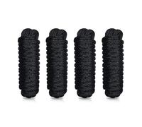 BOOMSTART Boat Rope 16 mm Mooring Line with Eye Nylon Double Braided Fender Rope Dock Lines Diameter 16 mm Length 7.62 m Eye 38 cm Breaking Load 3970 kg Black Pack of 4
