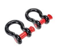 BOOMSTART Heavy Duty Bow Shackle, 4.75 Tons (9,500 Lbs) Screw Pin, 3/4 Inch Alloy Steel D-Ring for Towing Lifting Strap, Trucks Pickups Jeeps, Off-Road Vehicles, Red and Black