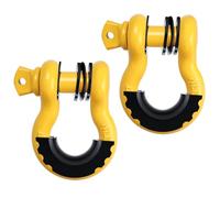 BOOMSTART Heavy Duty Bow Shackle, 4.75 Tons (9,500 Lbs) Screw Pin Bow Shackle with Rubber Isolators & Washers, 3/4" Large Alloy Steel D-ring Shackles for Towing Lifting Truck Pickup Off-Road (yellow)