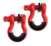 BOOMSTART Heavy Duty Bow Shackle, 4.75 Tons (9,500 Lbs) Screw Pin Bow Shackle with Rubber Isolators & Washers, 3/4" Large Alloy Steel D-ring Shackles for Towing Lifting Truck Pickup Off-Road (red)