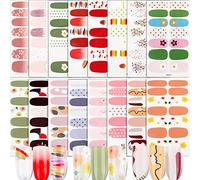 BOOMTOP 16 Sheets Flowers Full Wraps Nail Polish Stickers, Nail Decals Stickers Adhesive Nail Art Stickers for Women Girls Flowers Patterns