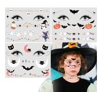 BOOMTOP 3Pcs Halloween Face Tattoos for Kids Cute Pumpkin Bat Ghost Face Temporary Tattoo Stickers Water Transfer for Halloween Party Costume Cosplay Fancy Dress Supplies