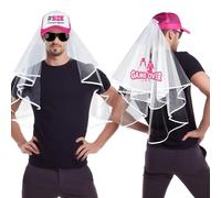 BOOMTOP 3Pcs Stag Do Party Accessories - SIZE Doesn't Matter Hat with Game Over Veil and Glasses Funny Stag Night Bachelor Party Supplies Groom to be Funny Gifts
