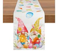 BOOMTOP Happy Easter Table Runner Easter Egg Gnome Kitchen Dining Table Decoration Spring Holiday Home Party Decoration 180 x 330cm