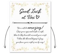BOOMTOP University Good Luck Gifts, Good Luck at Uni Bracelet Gifts Star Clover Charm Bracelet with Card Envelop for Family Friends Classmates (Star)