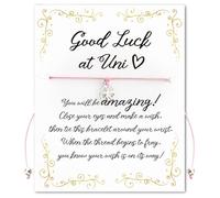 BOOMTOP University Good Luck Gifts, Good Luck at Uni Bracelet Gifts You Will Be Amazing Four Leaf Clover Charm Bracelet with Card Envelop for Family Friends Classmates (Clover)