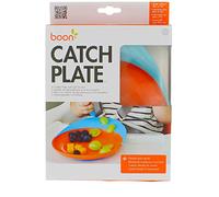 TOMY Boon Catch Plate, Baby Weaning Plate With Spill Catcher | Suction Plate with Built-in Food Catcher | Ideal for First-Time Self-Feeders, From 9,10,11,12+ Months, Orange and Blue