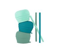 Boon Snug Silicone Sippy Cup Lids and Straws - Includes 3 Lids and 3 Straws - Convert Any Kids Cups or Toddler Cups into Straw Sippy Cups - Toddler Feeding Supplies and Travel Essentials - Green