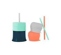 Boon SNUG Silicone Straw Sippy Cup - Includes 3 Lids, 3 Straws, Convert Toddler Cups - Mint
