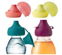 Boon Snug Sip Universal Water and Juice Silicone Bottle Toppers - Soft Spout Conversion Caps with Spill Proof Valves - Silicone Bottle Covers for Travel - Includes 4 Bottle Toppers and 4 Cases