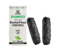 Boonboo Dental Floss Refill | Bamboo Fiber & Mint Flavor | 2pcs of 100FT - Total 200FT | Sustainable & Biodegradable | Plastic-Free & Zero-Waste