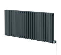 Boone Horizontal Digital Thermostatic Electric Double Panel Radiator | Anthracite | Mild Steel | 600mm x 1440mm