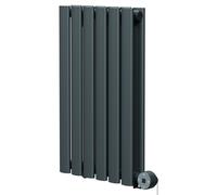 Boone Horizontal Digital Thermostatic Electric Double Panel Radiator | Anthracite | Mild Steel | 600mm x 360mm