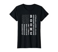 Boone, North Carolina, American Flag T-Shirt, Women, Black, Small