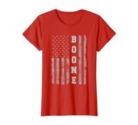 Boone, North Carolina, American Flag T-Shirt, Women, Red, Small