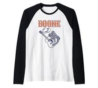 Boone Personalized Name Retro Cowboy Boots Western Style Raglan Baseball Tee