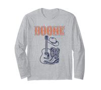 Boone Personalized Retro Vintage Guitar and Boots Western Long Sleeve T-Shirt