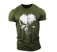 BOONEE Mens T Shirts Casual Punisher Tees, Unisex 3D Printed Tops Tees, Super Soft Funny T Shirts for Men Women-Green||M